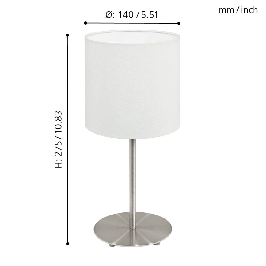 Eglo 54744 - Bordslampa ANADIA 1xE14/40W/230V vit/matt krom
