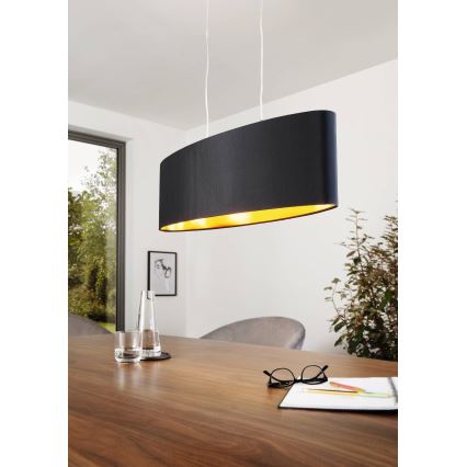 Eglo 55266 - Ljuskrona med textilsladd MASERLO 2xE27/60W/230V svart