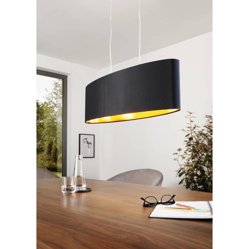 Eglo 55266 - Ljuskrona med textilsladd MASERLO 2xE27/60W/230V svart