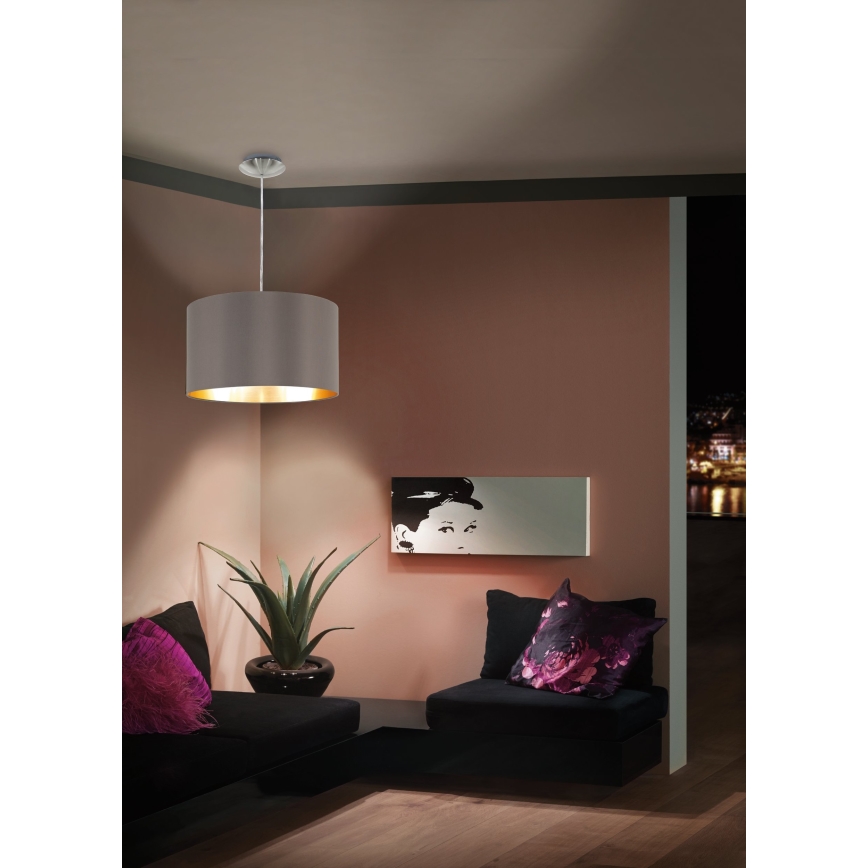 Eglo 55269 - Ljuskrona med textilsladd MASERLO 1xE27/60W/230V brun