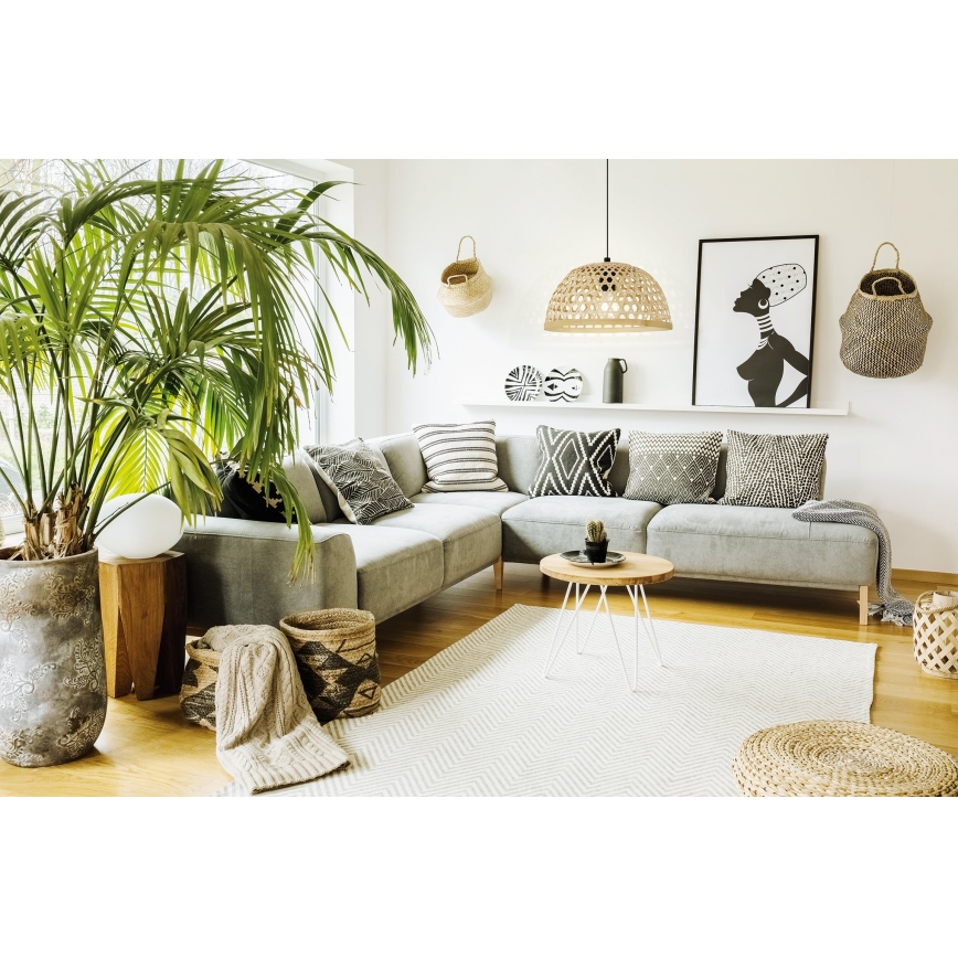 Eglo 55695 - Ljuskrona med textilsladd CLAVERDON 1xE27/40W/230V diameter 37 cm beige