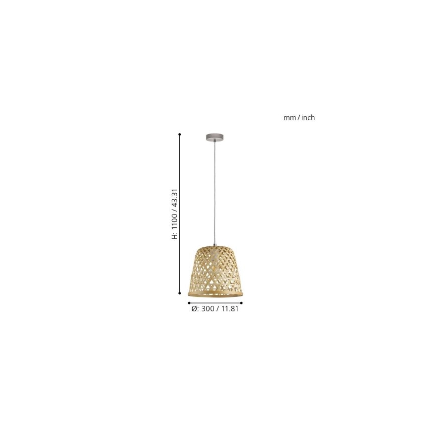 Eglo 55696 - KIRKCOLM pendellampa med kabel 1xE27/60W/230V beige