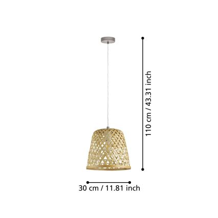 Eglo 55696 - Takpendel med kabel KIRKCOLM 1xE27/60W/230V beige