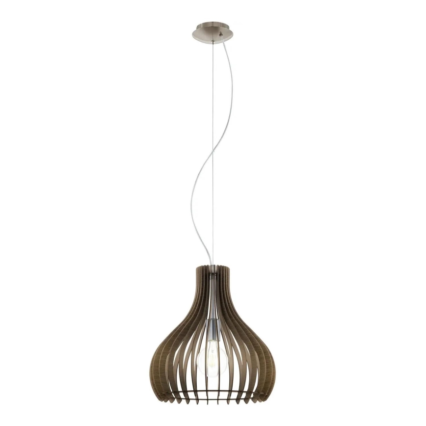 Eglo 61917 - Ljuskrona med textilsladd TINDORI 1xE27/60W/230V diameter 38 cm brun