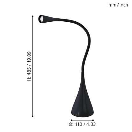 Eglo 64975 - LED Ljusreglerad flexibel bordslampa SNAPORA PRO LED/3,5W/230V 3000K svart