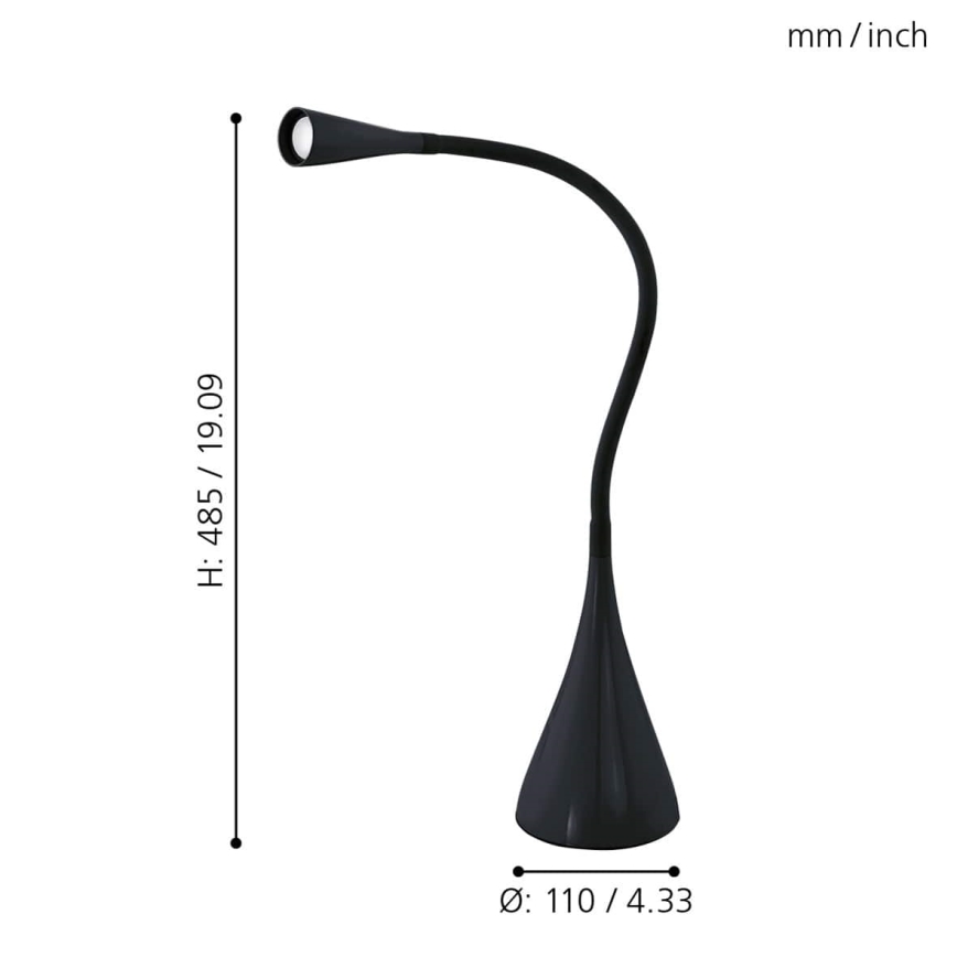 Eglo 64975 - LED Ljusreglerad flexibel bordslampa SNAPORA PRO LED/3,5W/230V 3000K svart