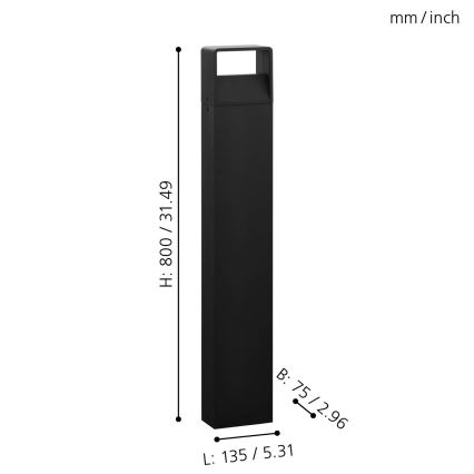 Eglo 65082 - LED-lampa för utomhusbruk DONINNI PRO LED/5W/230V 3000K 40 cm IP44 antracit