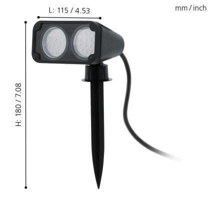 Eglo 75315 - LED-lampa för utomhusbruk NEMA 2xGU10/2,8W/230V 3000K IP44