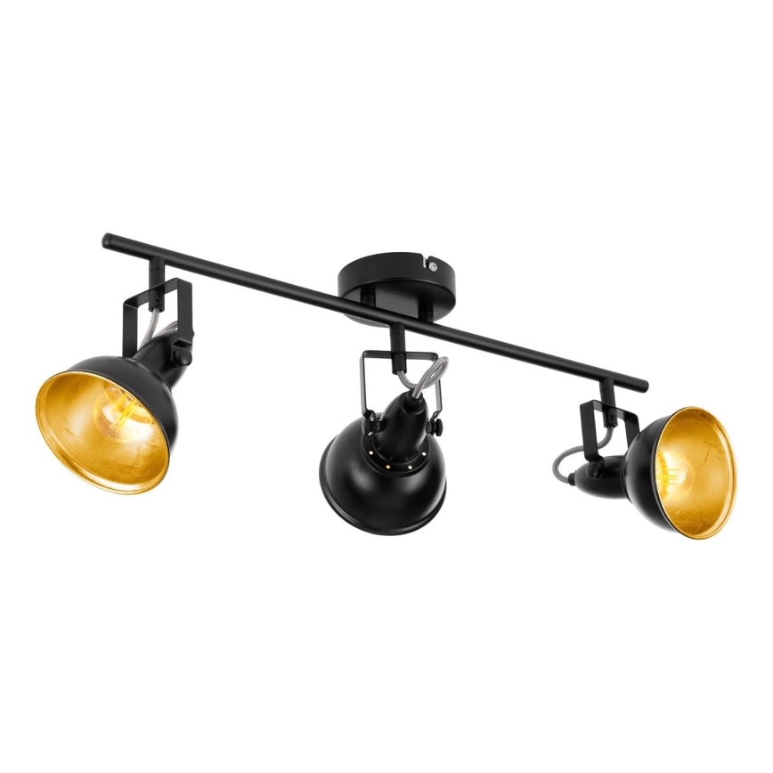 Eglo 75513 - Spott THORNTON 3xE14/28W/230V svart/guld