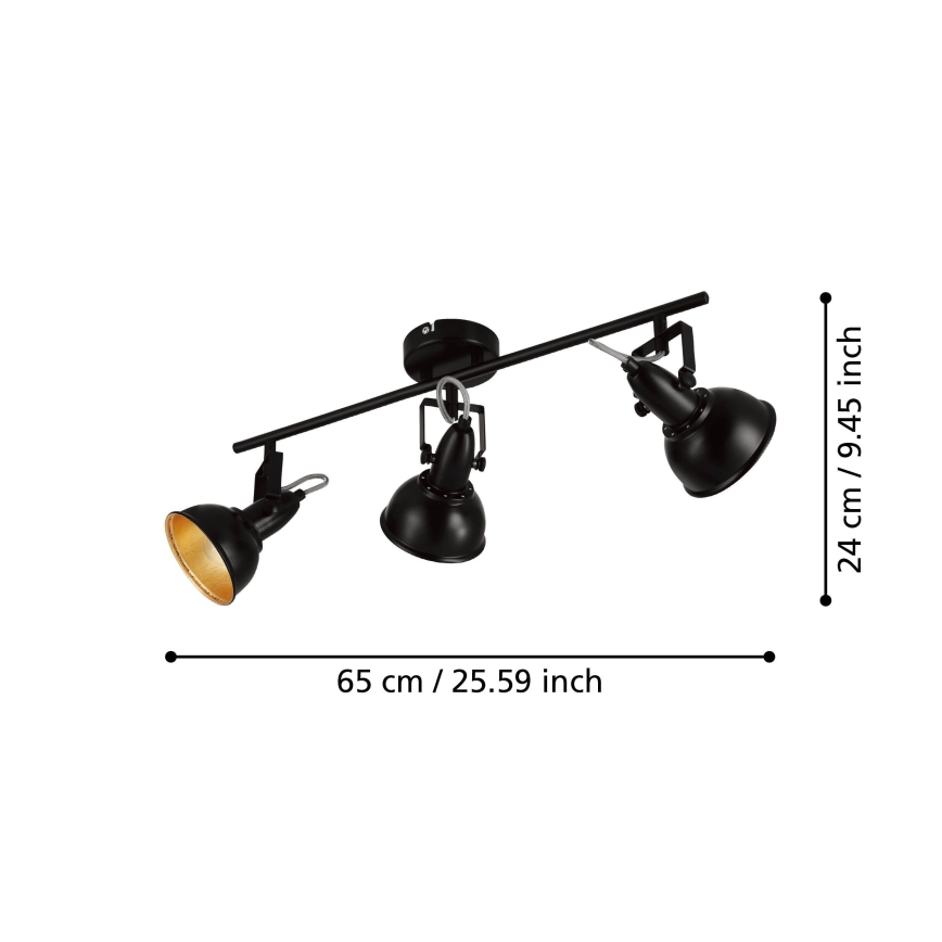 Eglo 75513 - Spott THORNTON 3xE14/28W/230V svart/guld