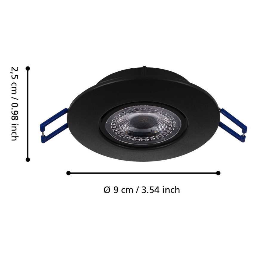 Eglo 75765 - KIT 3x LED infälld belysning ZUJAR LED/3,4W/230V svart