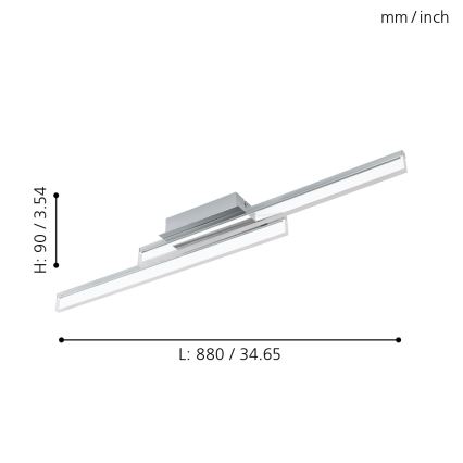 Eglo 780433 - LED taklampa för badrum YANGUAS 2xLED/11W/230V 3000K IP44 matt krom