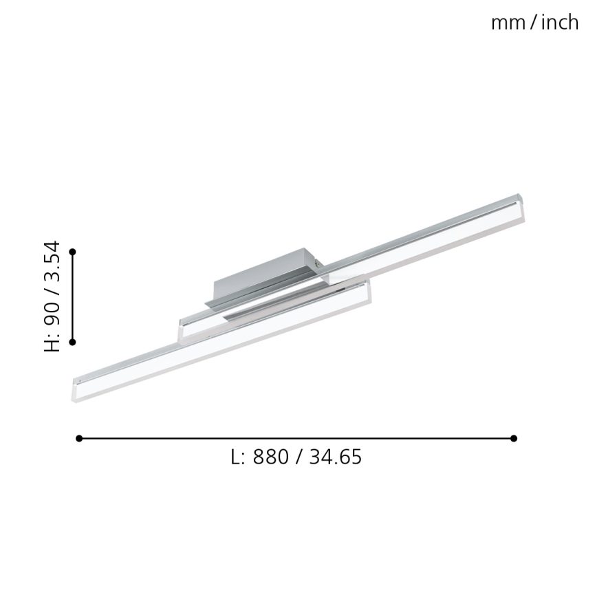 Eglo 780433 - LED taklampa för badrum YANGUAS 2xLED/11W/230V 3000K IP44 matt krom