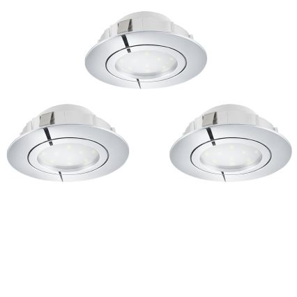 Eglo 78761 - KIT 3x LED Dimbar infälld belysning PINEDA 1xLED/6W/230V 3000K skinande krom