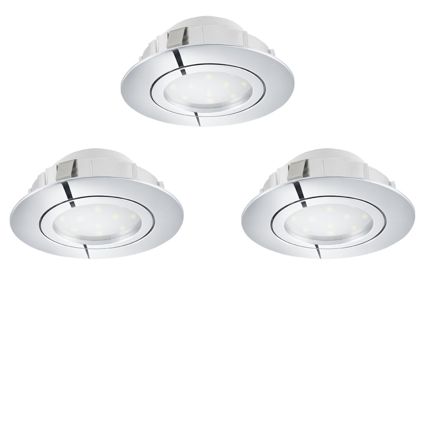 Eglo 78761 - KIT 3x LED Dimbar infälld belysning PINEDA 1xLED/6W/230V 3000K skinande krom