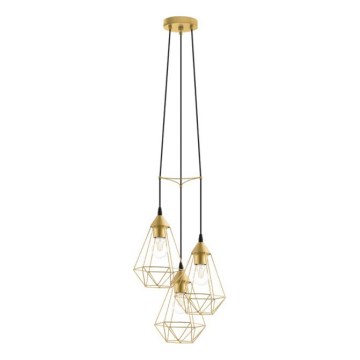Eglo 79262 - Pendellampa med kabel BYRON 3xE27/60W/230V mässing