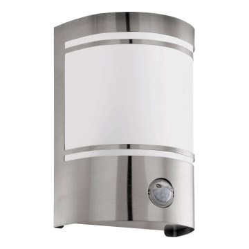 Eglo 79284 - Utomhus vägglampa med sensor CERNO 1xE27/40W/230V skinande krom IP44