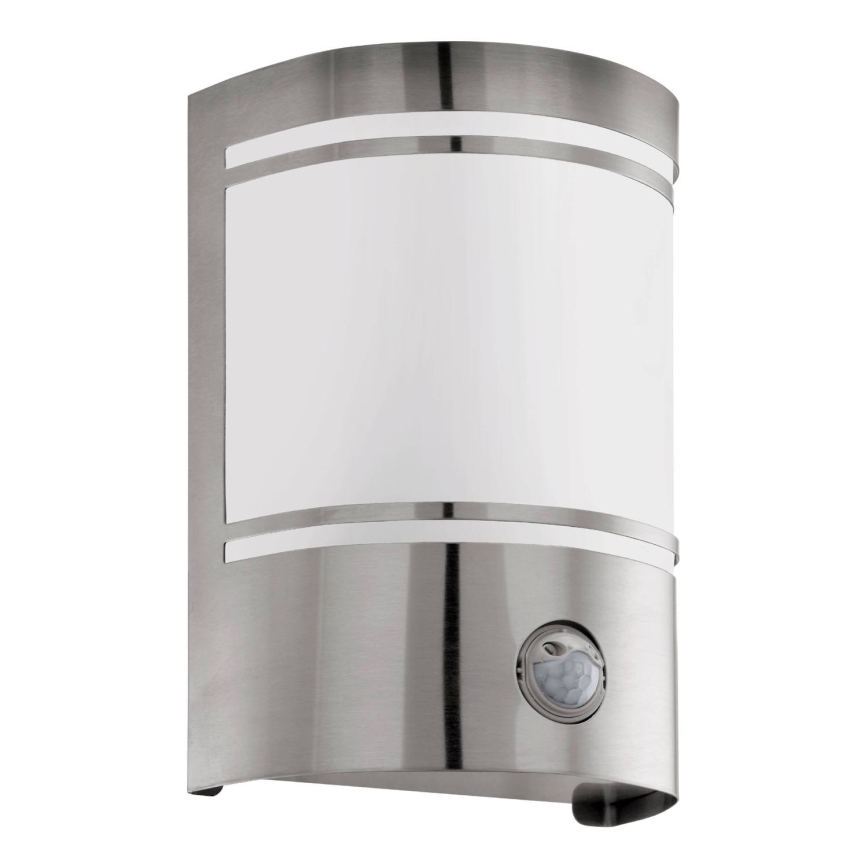 Eglo 79284 - Utomhus vägglampa med sensor CERNO 1xE27/40W/230V skinande krom IP44