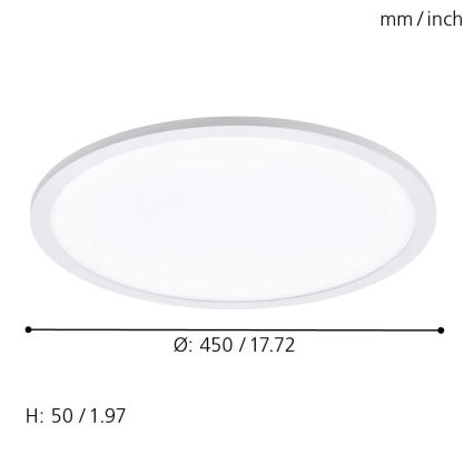 Eglo 79469 - LED Dimbar taklampa POZZALLO LED/21W/230V 2700-6500K vit + fjärrkontroll
