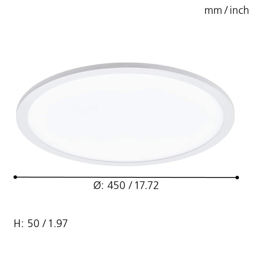 Eglo 79469 - LED Dimbar taklampa POZZALLO LED/21W/230V 2700-6500K vit + fjärrkontroll