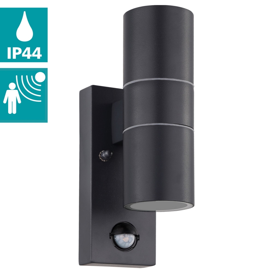 Eglo 79545- LED Utomhus vägglampa med sensor ARAPONGAS 2xGU10/2,8W/230V IP44 svart