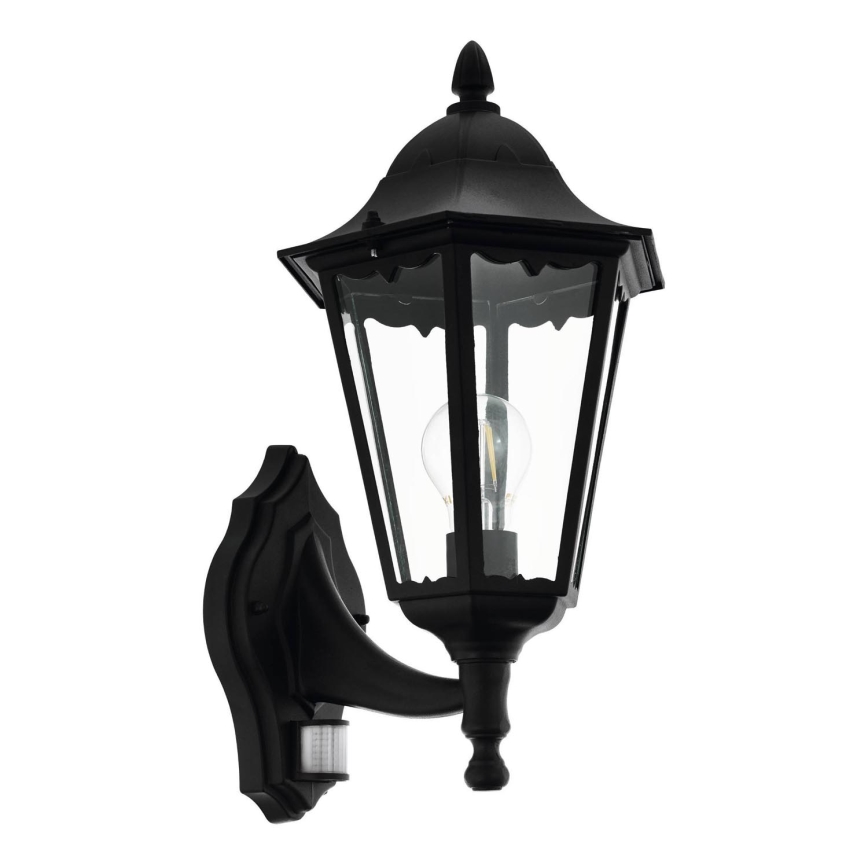 Eglo 79556 - Utomhuslampa med en sensor SANTA LUCIA 1xE27/60W/230V IP44 svart