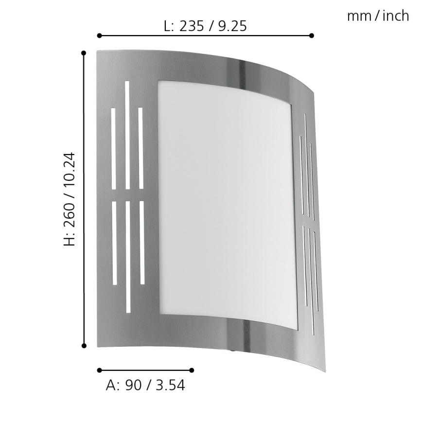 EGLO 82309 - Utomhus Väggbelysning CITY 1xE27/15W/230V IP44