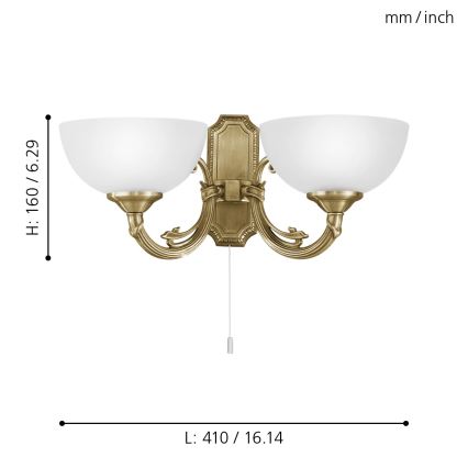 EGLO 82752 - Väggbelysning SAVOY 2xE14/40W/230V