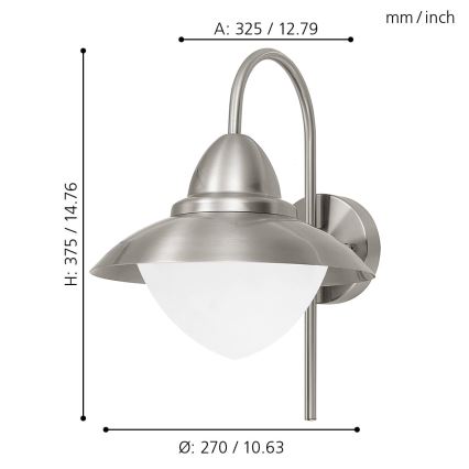 EGLO 83966 - LED Utomhus Väggbelysning SIDNEY 1xE27/8,5W IP44
