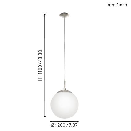 EGLO - Ljuskrona med textilsladd 1xE27/60W/230V diameter 20 cm