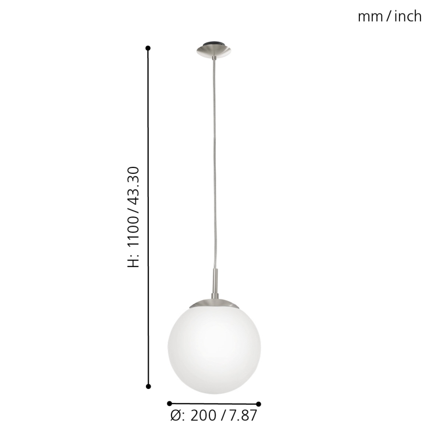 EGLO - Ljuskrona med textilsladd 1xE27/60W/230V diameter 20 cm