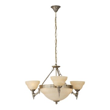 EGLO 85857 - Ljuskrona MARBELLA 6xE14/60W/230V alabaster Reservglas
