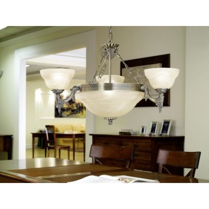 EGLO 85857 - Ljuskrona MARBELLA 6xE14/60W/230V alabaster Reservglas