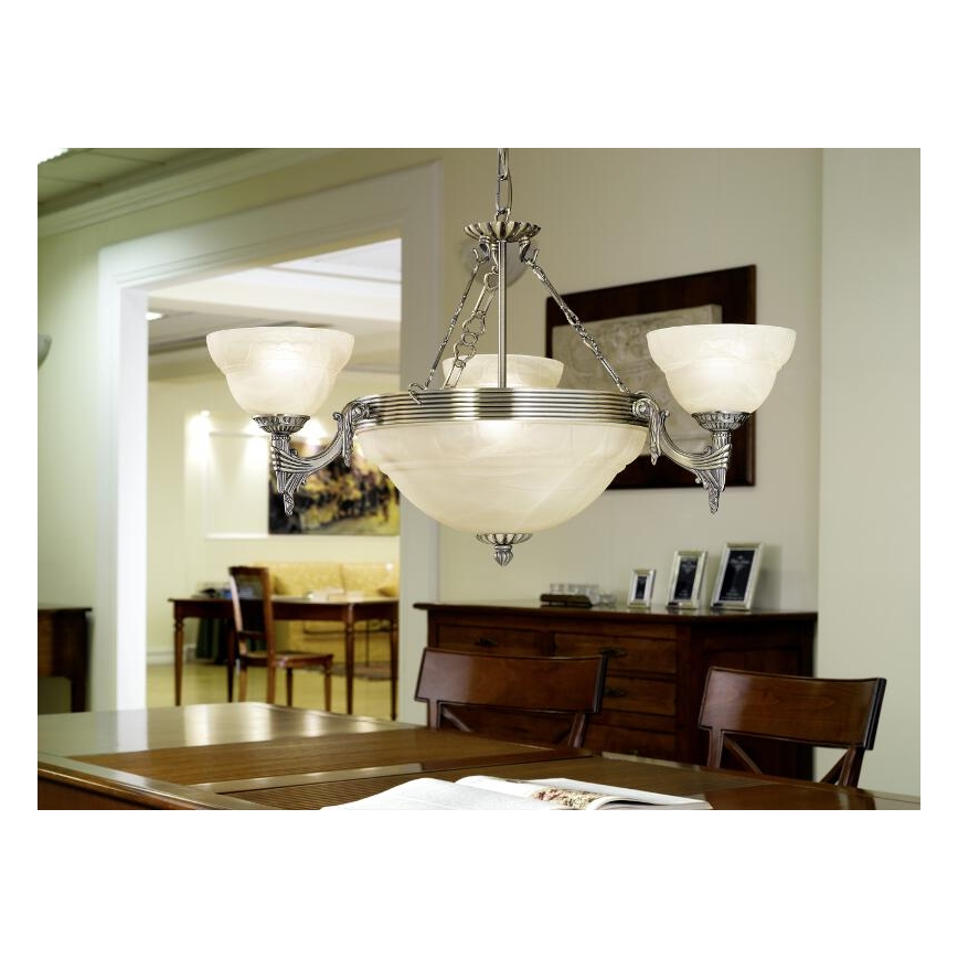 EGLO 85857 - Ljuskrona MARBELLA 6xE14/60W/230V alabaster Reservglas