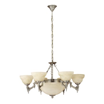EGLO 85858 - Ljuskrona med kedja MARBELLA 9xE14/60W alabaster Reservglas