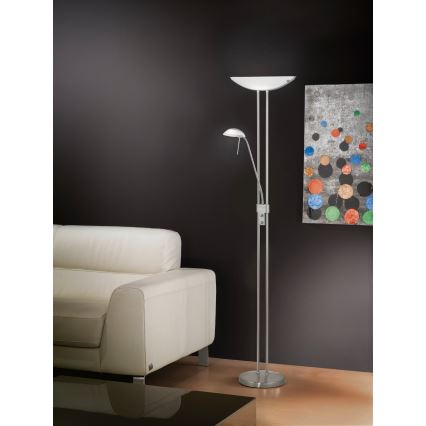 EGLO - Ljusreglerad golvlampa BAYA 1xR7s/230W+1xG9/33W matt krom