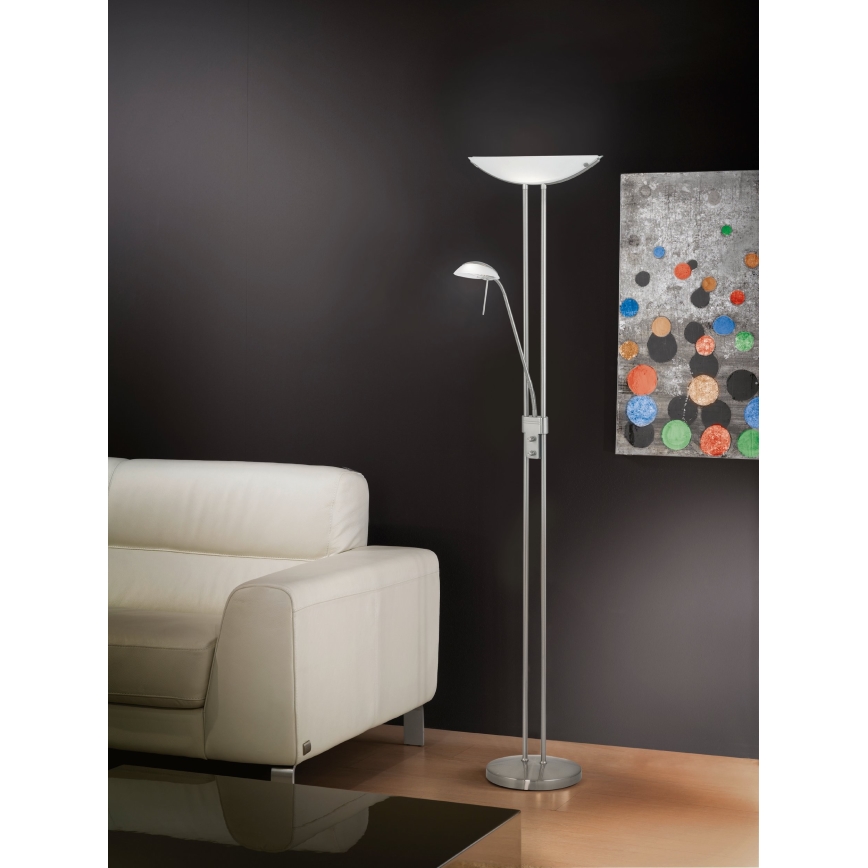 EGLO - Ljusreglerad golvlampa BAYA 1xR7s/230W+1xG9/33W matt krom