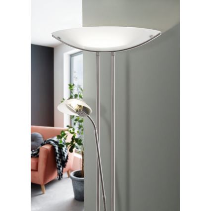 EGLO - Ljusreglerad golvlampa BAYA 1xR7s/230W+1xG9/33W matt krom