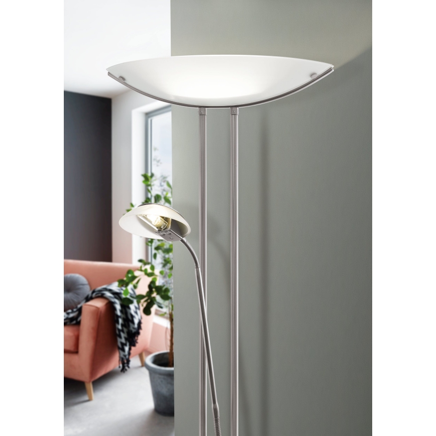 EGLO - Ljusreglerad golvlampa BAYA 1xR7s/230W+1xG9/33W matt krom