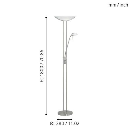 EGLO - Ljusreglerad golvlampa BAYA 1xR7s/230W+1xG9/33W matt krom