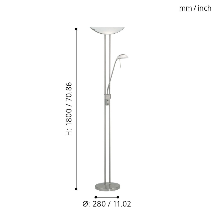 EGLO - Ljusreglerad golvlampa BAYA 1xR7s/230W+1xG9/33W matt krom