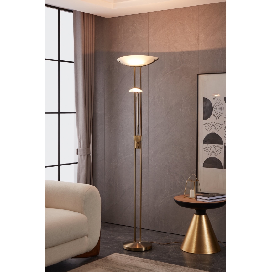 EGLO - Ljusreglerad golvlampa BAYA 1xR7s/230W + 1xG9/33W brons