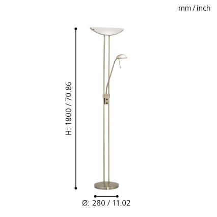 EGLO - Ljusreglerad golvlampa BAYA 1xR7s/230W + 1xG9/33W brons