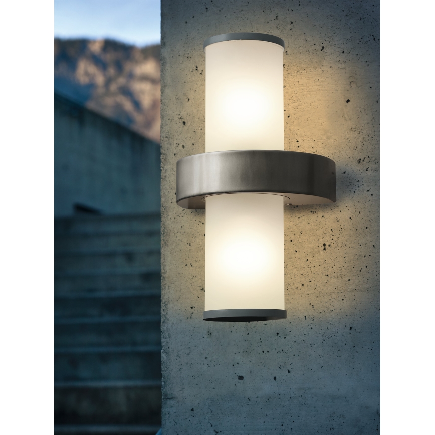 EGLO 86541 - Utomhus Väggbelysning BEVERLY 2xE27/60W silver / vit