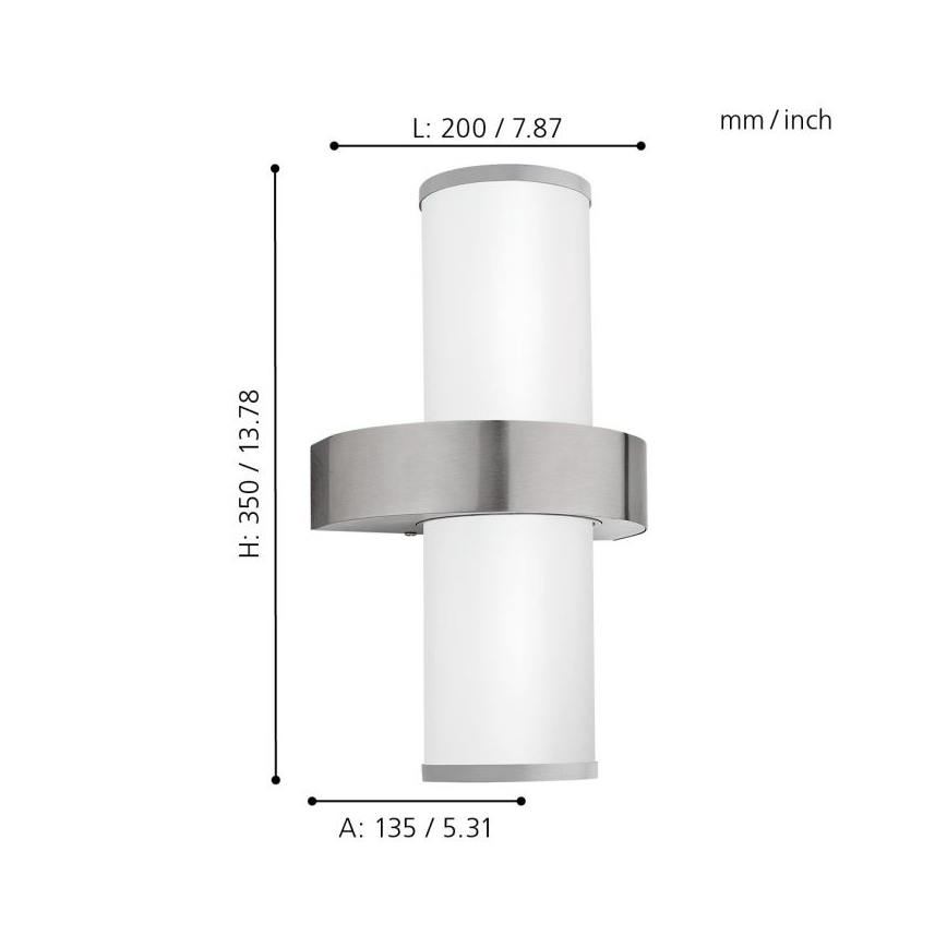 EGLO 86541 - Utomhus Väggbelysning BEVERLY 2xE27/60W silver / vit