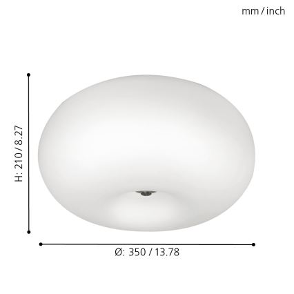 EGLO - Taklampa OPTICA 2xE27/60W/230V opalglas diameter 35 cm
