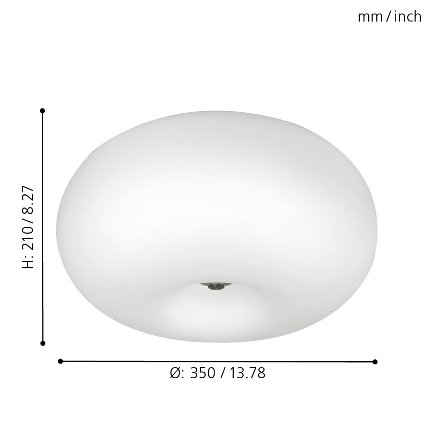 EGLO - Taklampa OPTICA 2xE27/60W/230V opalglas diameter 35 cm