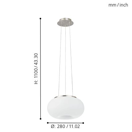 EGLO - Ljuskrona med textilsladd OPTICA 2xE27/60W diameter 28 cm
