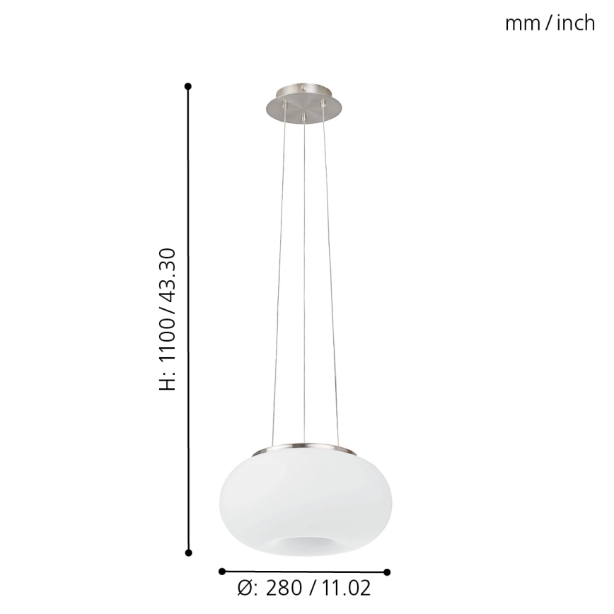 EGLO - Ljuskrona med textilsladd OPTICA 2xE27/60W diameter 28 cm