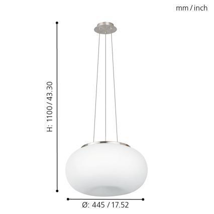 EGLO - Ljuskrona med textilsladd OPTICA 2xE27/60W diameter 45 cm